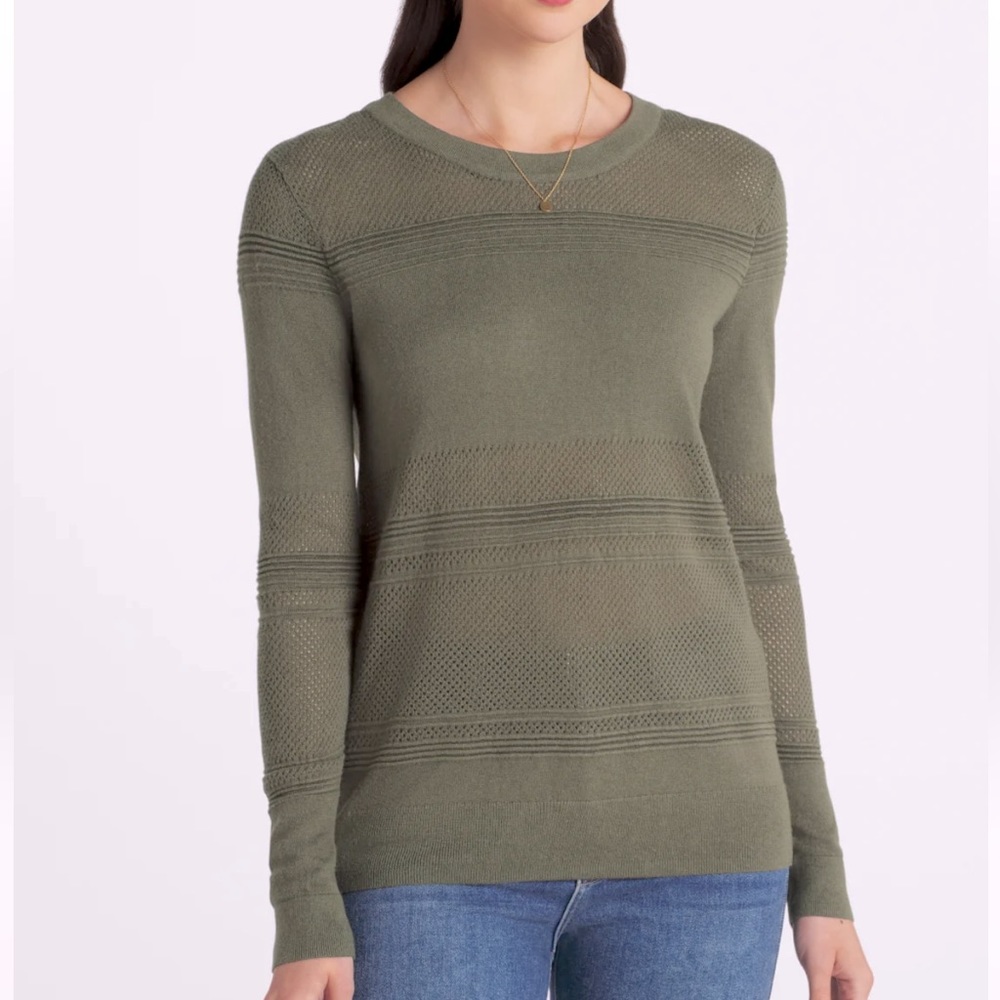 NWT MARKET & SPRUCE Rowan Textured Cotton Blend Sweater in Light Green large